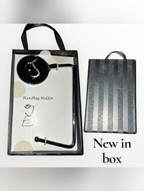 Black Handbag Holder with Jeweled Initial Accent Initial J